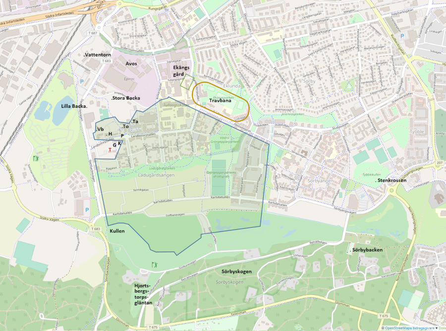 �rebrokarta med flygf�ltet inlagt